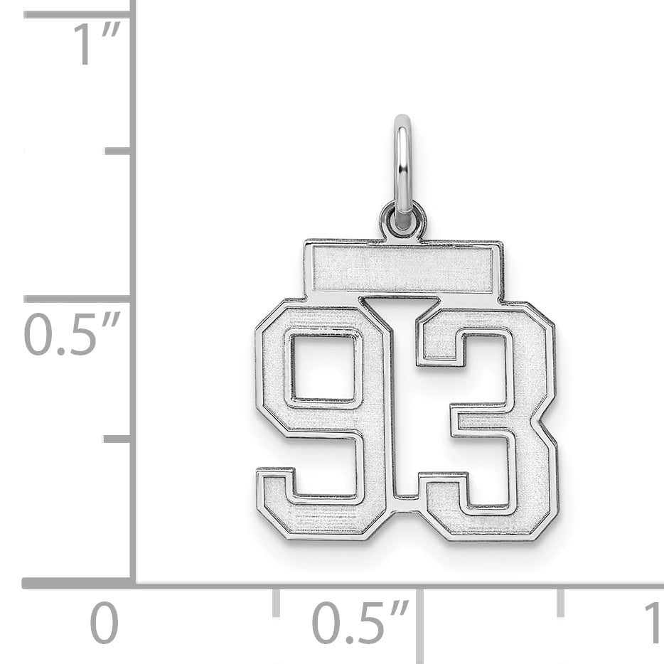 Sterling Silver Silver/Rhodium-Plated Satin Number 93 Charm