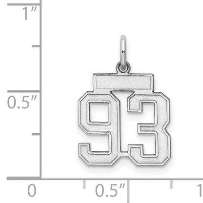 Sterling Silver Silver/Rhodium-Plated Satin Number 93 Charm