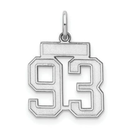 Sterling Silver Silver/Rhodium-Plated Satin Number 93 Charm