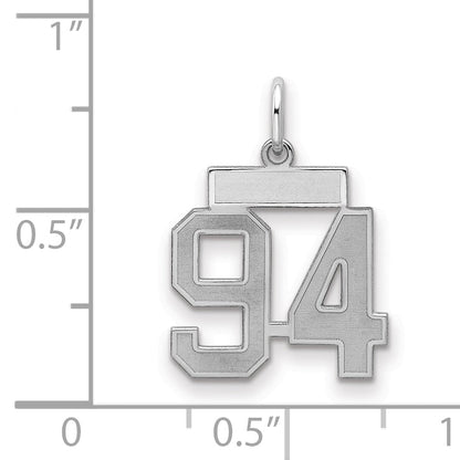 Sterling Silver Silver/Rhodium-Plated Satin Number 94 Charm