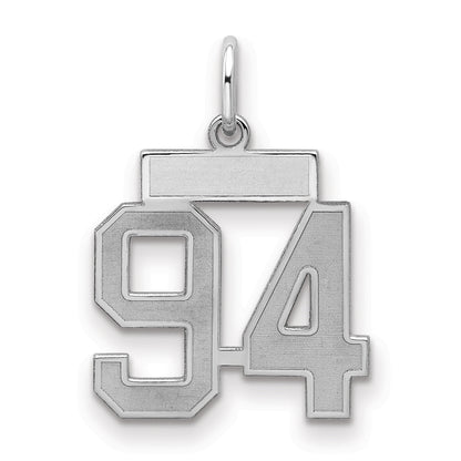 Sterling Silver Silver/Rhodium-Plated Satin Number 94 Charm