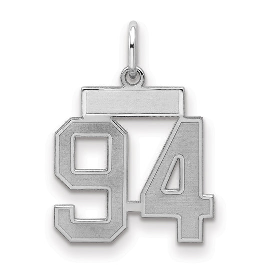 Sterling Silver Silver/Rhodium-Plated Satin Number 94 Charm