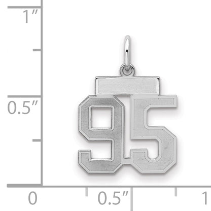 Sterling Silver Silver/Rhodium-Plated Satin Number 95 Charm