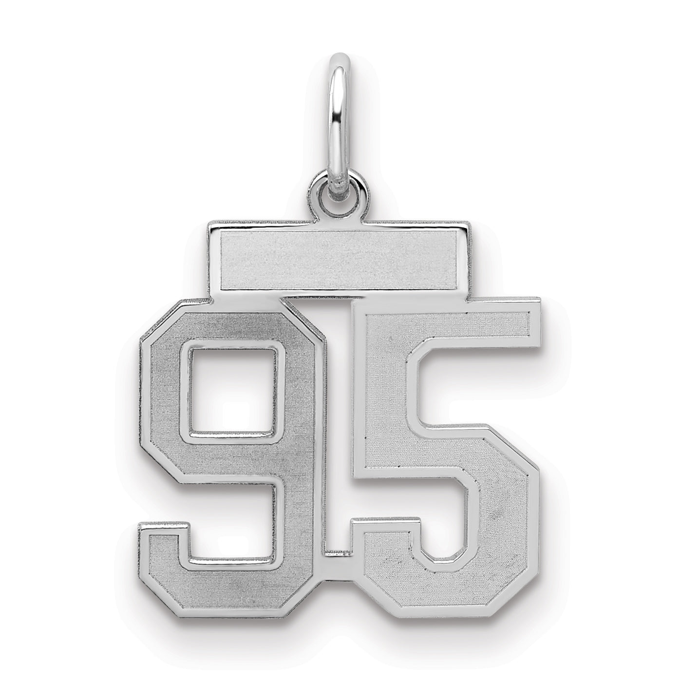 Sterling Silver Silver/Rhodium-Plated Satin Number 95 Charm