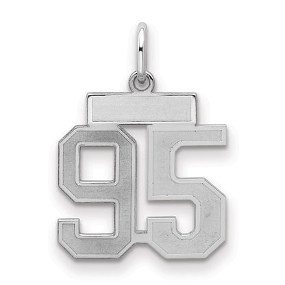 Sterling Silver Silver/Rhodium-Plated Satin Number 95 Charm