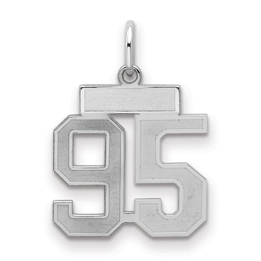 Sterling Silver Silver/Rhodium-Plated Satin Number 95 Charm
