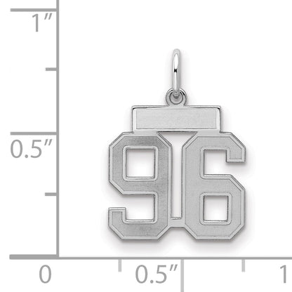 Sterling Silver Silver/Rhodium-Plated Satin Number 96 Charm