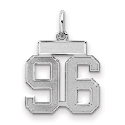 Sterling Silver Silver/Rhodium-Plated Satin Number 96 Charm