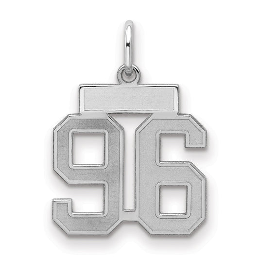 Sterling Silver Silver/Rhodium-Plated Satin Number 96 Charm