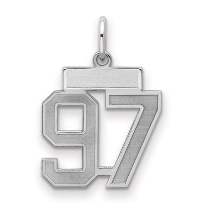 Sterling Silver Silver/Rhodium-Plated Satin Number 97 Charm