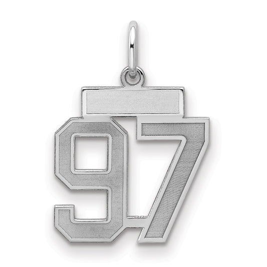 Sterling Silver Silver/Rhodium-Plated Satin Number 97 Charm