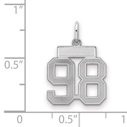 Sterling Silver Silver/Rhodium-Plated Satin Number 98 Charm