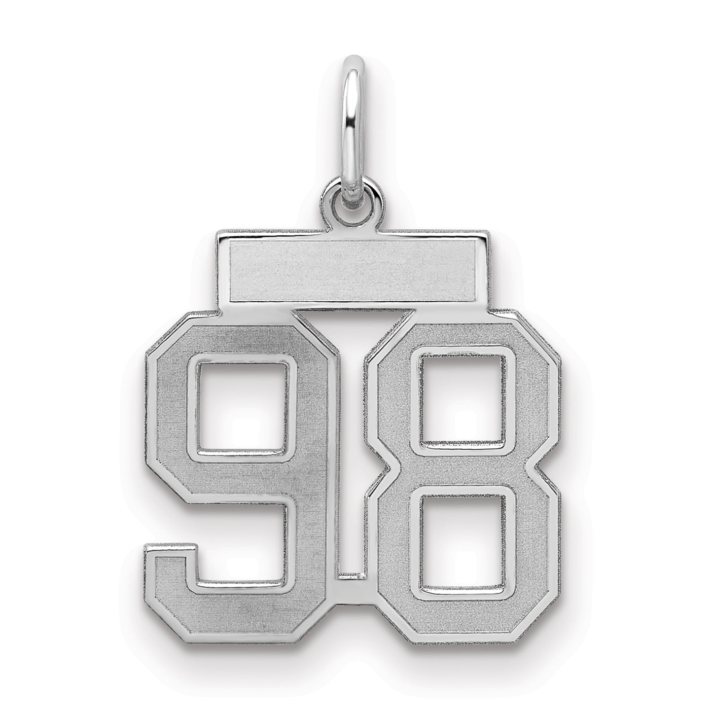 Sterling Silver Silver/Rhodium-Plated Satin Number 98 Charm