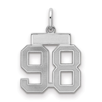 Sterling Silver Silver/Rhodium-Plated Satin Number 98 Charm