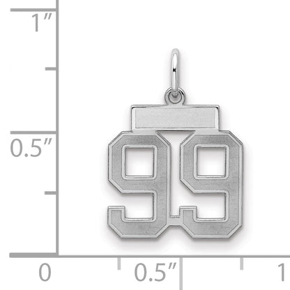Sterling Silver Silver/Rhodium-Plated Satin Number 99 Charm