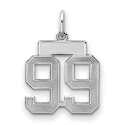 Sterling Silver Silver/Rhodium-Plated Satin Number 99 Charm