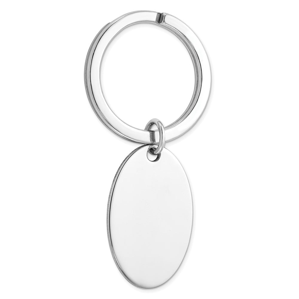 Sterling Silver Rhodium-Plated Oval Key Ring