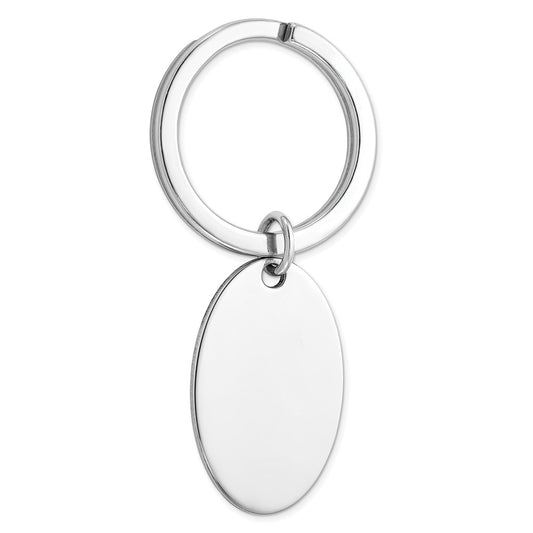Sterling Silver Rhodium-Plated Oval Key Ring