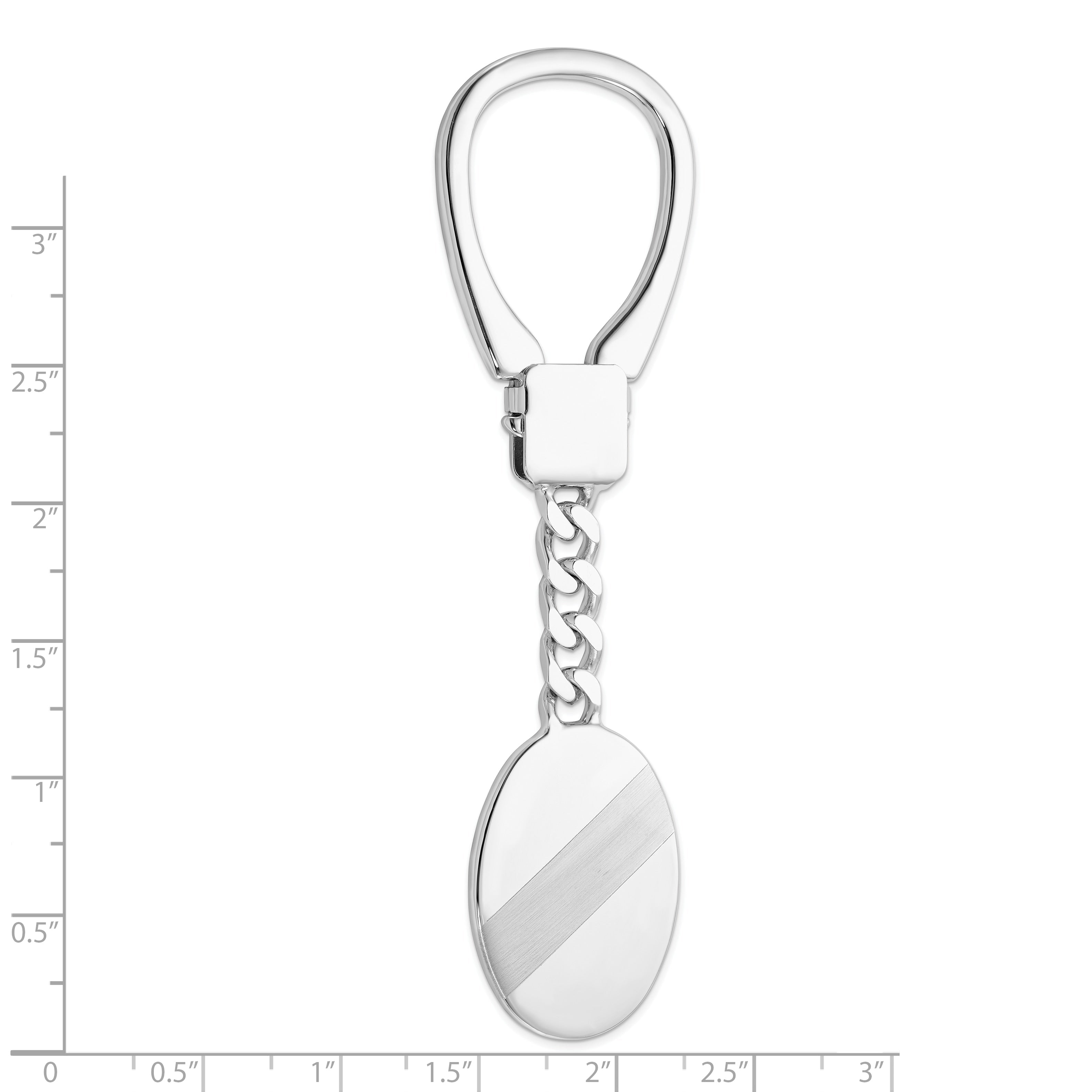 Sterling Silver Rhodium Plated Brushed & Polished Key Chain