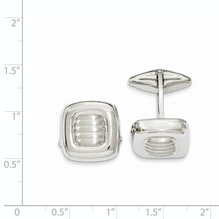 Sterling Silver Polished & Satin Squares Cuff Link