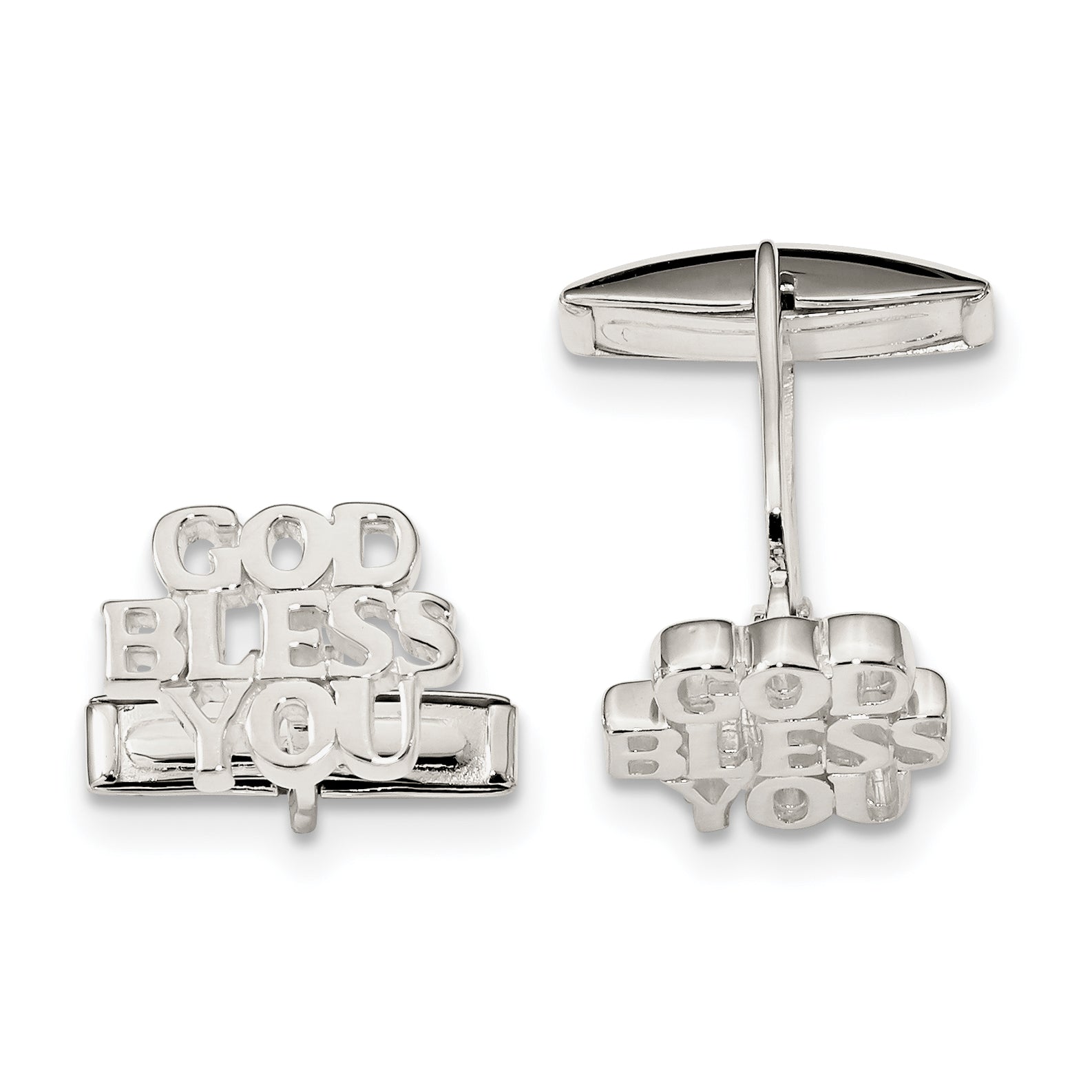 Sterling Silver God Bless You Cuff Links