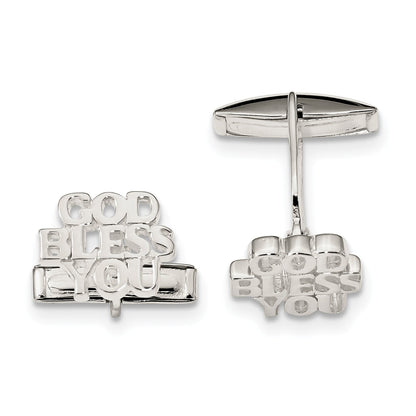 Sterling Silver God Bless You Cuff Links