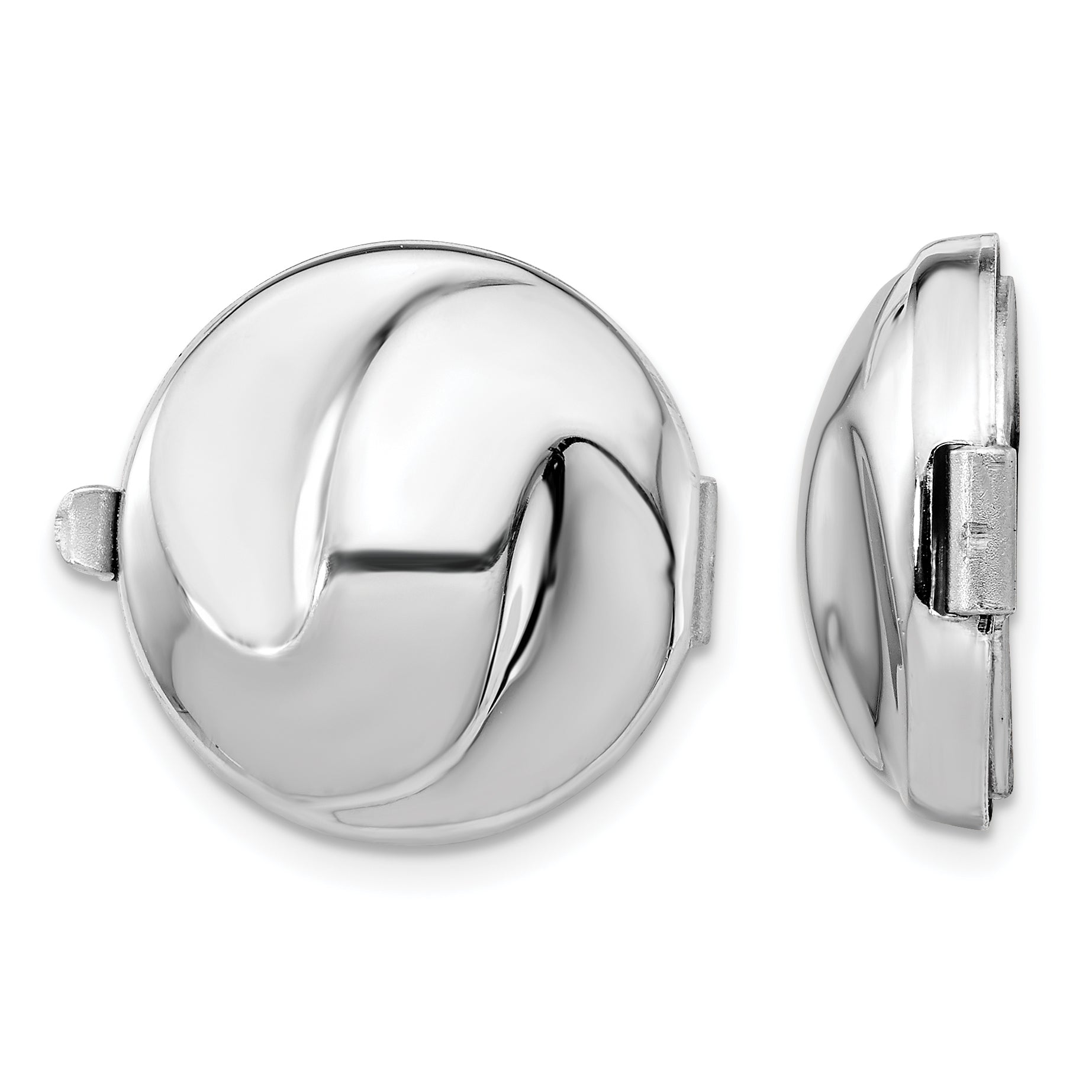 Sterling Silver Rhodium-Plated Set/2 Swirl Design Button Covers