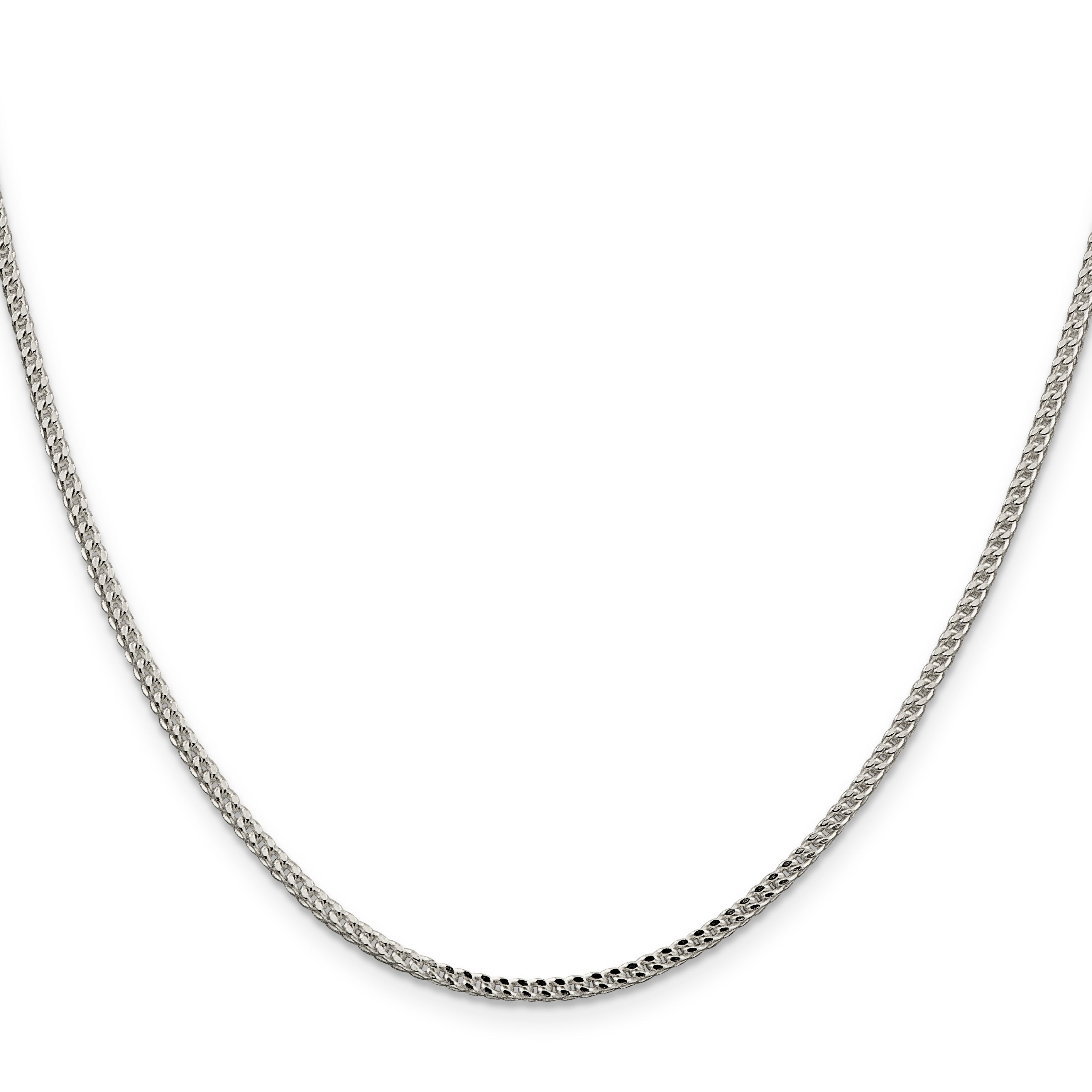 26 Inch Sterling Silver 2mm D/C Square Franco Chain Necklace