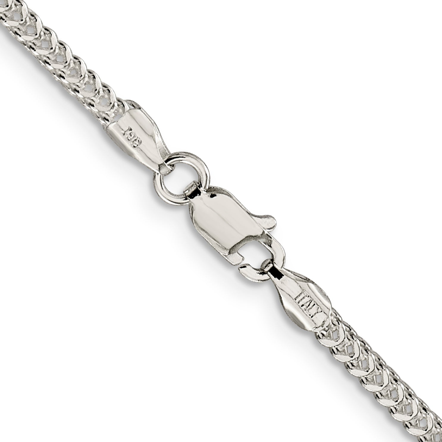 24 Inch Sterling Silver 2mm D/C Square Franco Chain Necklace