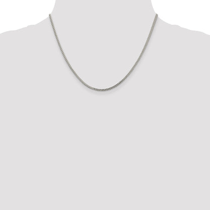 18 Inch Sterling Silver 2mm D/C Square Franco Chain Necklace