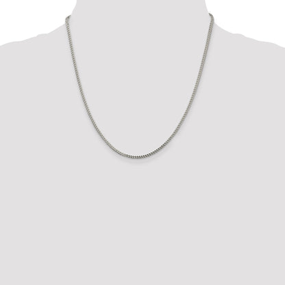 20 Inch Sterling Silver 2mm D/C Square Franco Chain Necklace