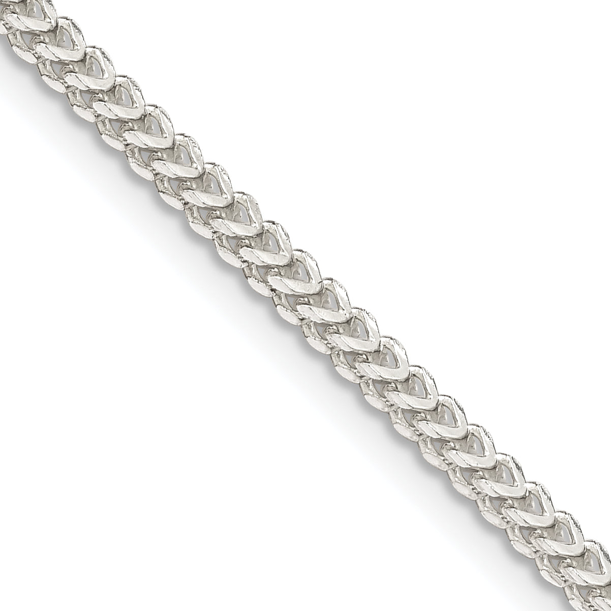 18 Inch Sterling Silver 2mm D/C Square Franco Chain Necklace