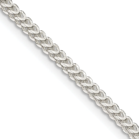 22 Inch Sterling Silver 2mm D/C Square Franco Chain Necklace