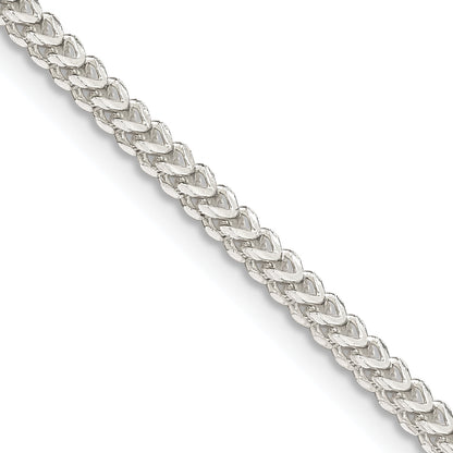 30 Inch Sterling Silver 2mm D/C Square Franco Chain Necklace