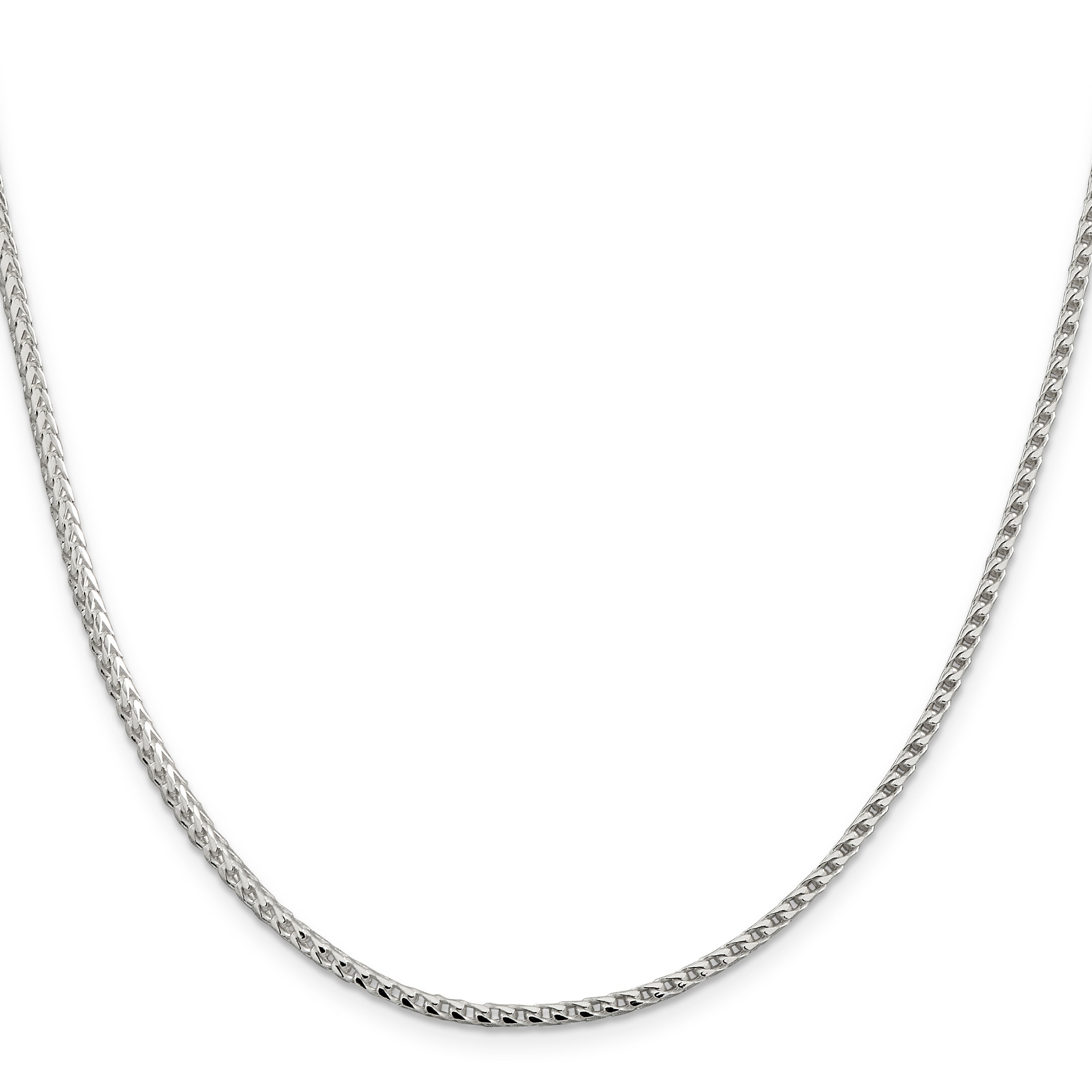 24 Inch Sterling Silver 2.55mm D/C Square Franco Chain Necklace