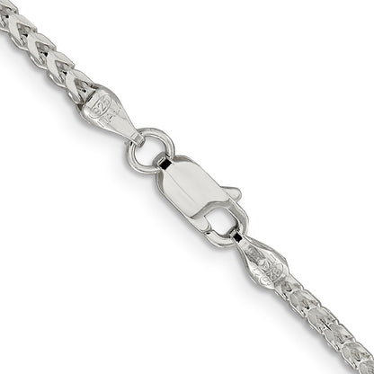 22 Inch Sterling Silver 2.55mm D/C Square Franco Chain Necklace
