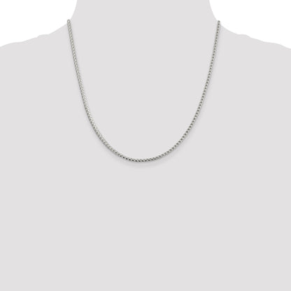 20 Inch Sterling Silver 2.55mm D/C Square Franco Chain Necklace