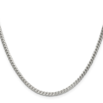 22 Inch Sterling Silver 3.1mm D/C Square Franco Chain Necklace