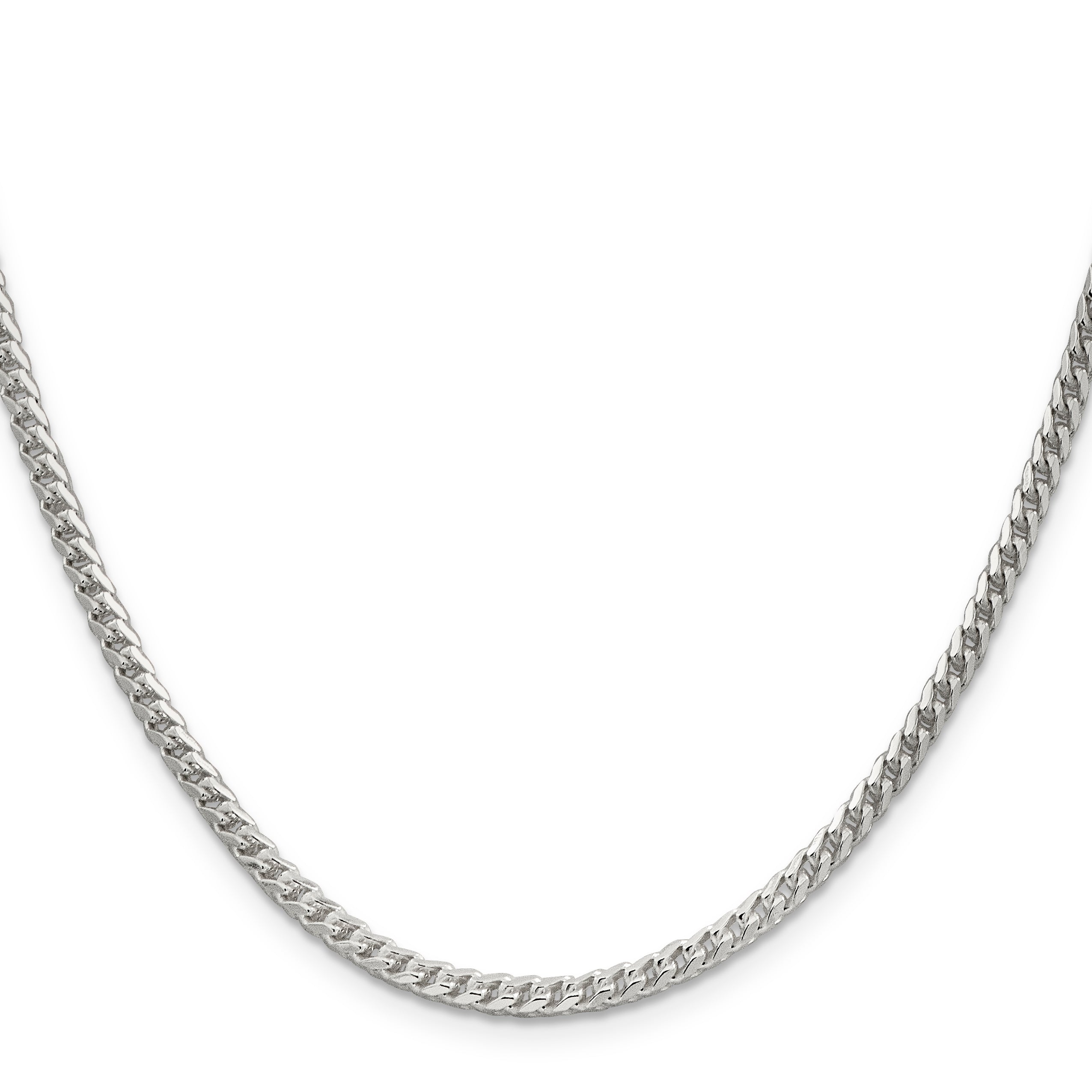 20 Inch Sterling Silver 3.1mm D/C Square Franco Chain Necklace