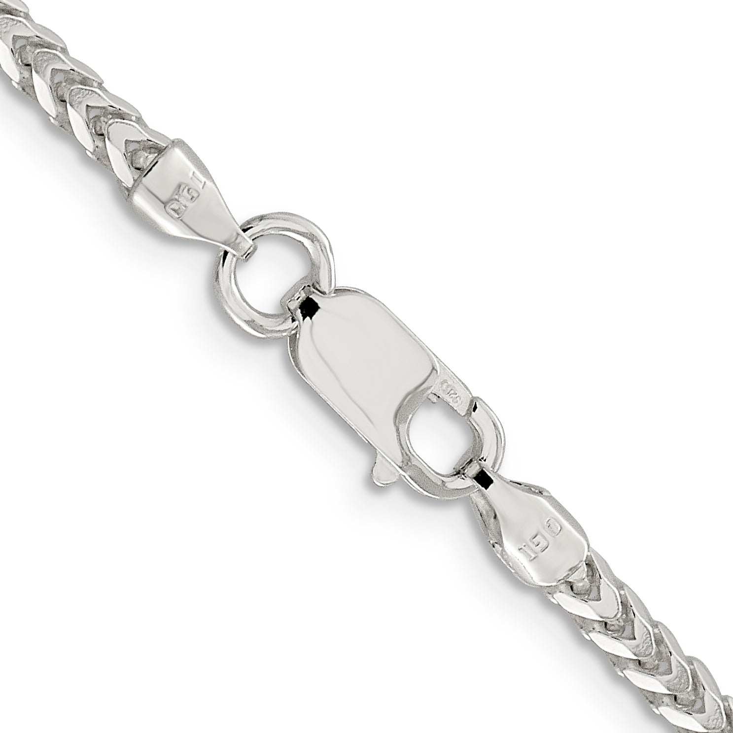 30 Inch Sterling Silver 3.1mm D/C Square Franco Chain Necklace