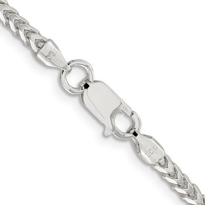 26 Inch Sterling Silver 3.1mm D/C Square Franco Chain Necklace