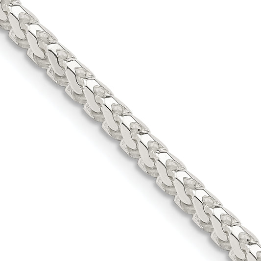 16 Inch Sterling Silver 3.1mm D/C Square Franco Chain Necklace