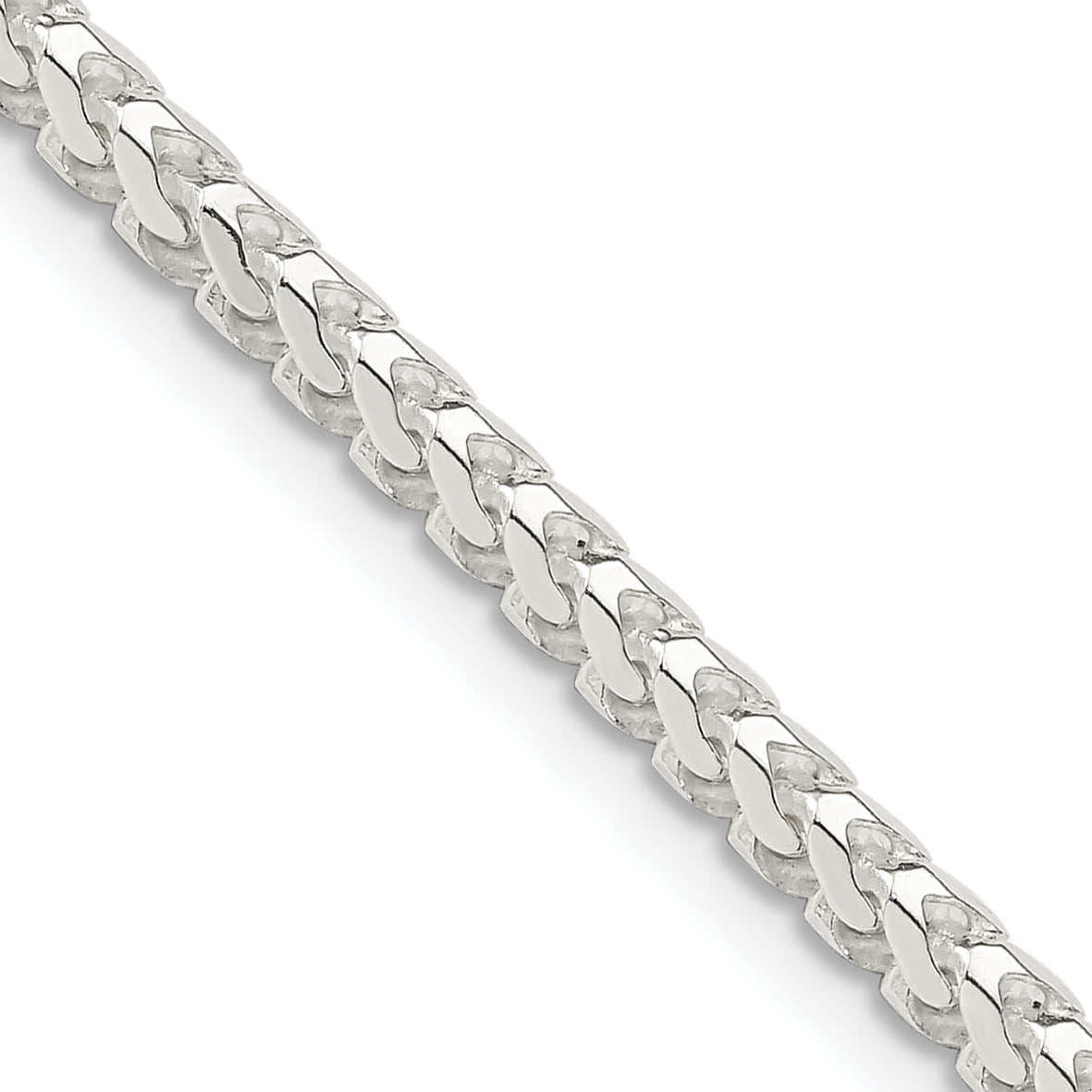 26 Inch Sterling Silver 3.1mm D/C Square Franco Chain Necklace