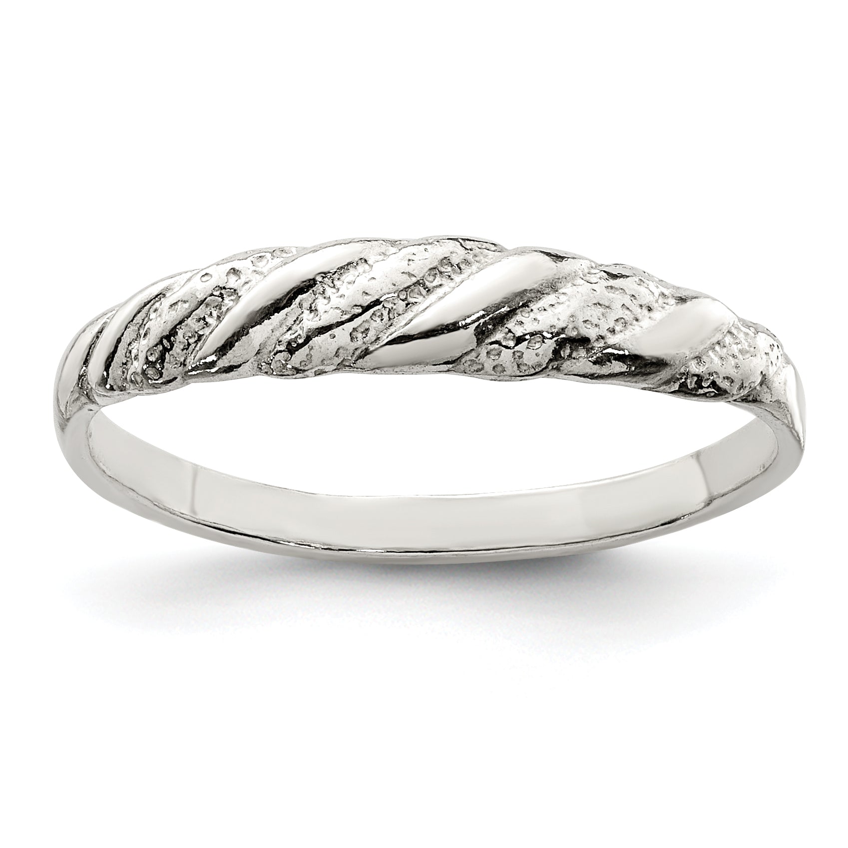 Sterling Silver Diamond Cut Twisted Ring