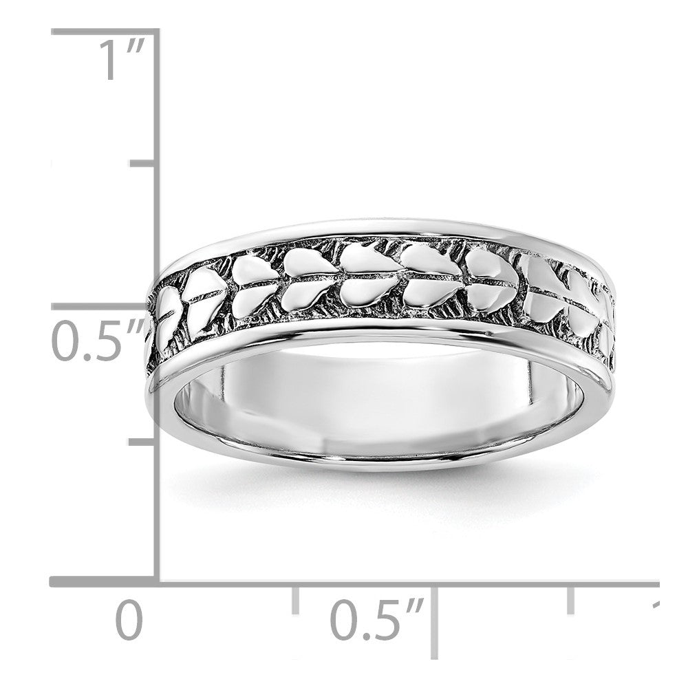 Sterling Silver Polished & Antiqued Heart Ring