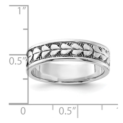 Sterling Silver Polished & Antiqued Heart Ring