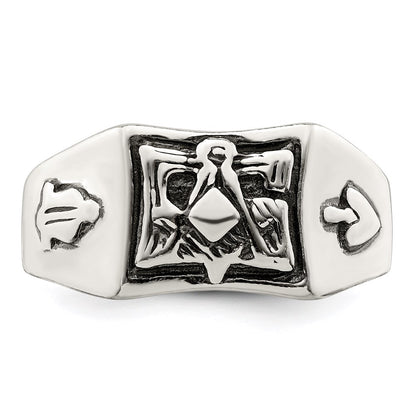 Sterling Silver Antiqued Masonic Ring