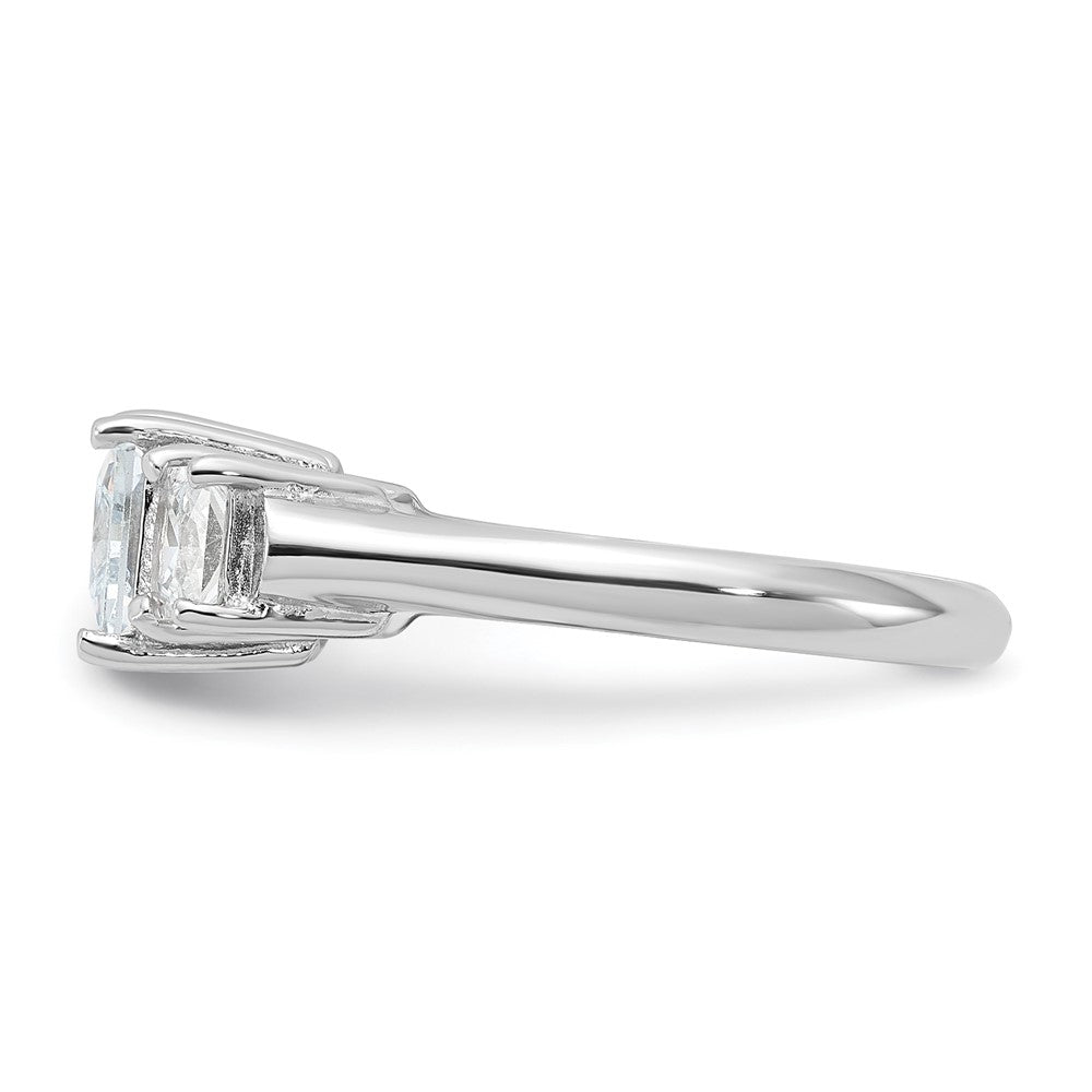 Sterling Silver Rhodium Plated Three Stone Cz Ring
