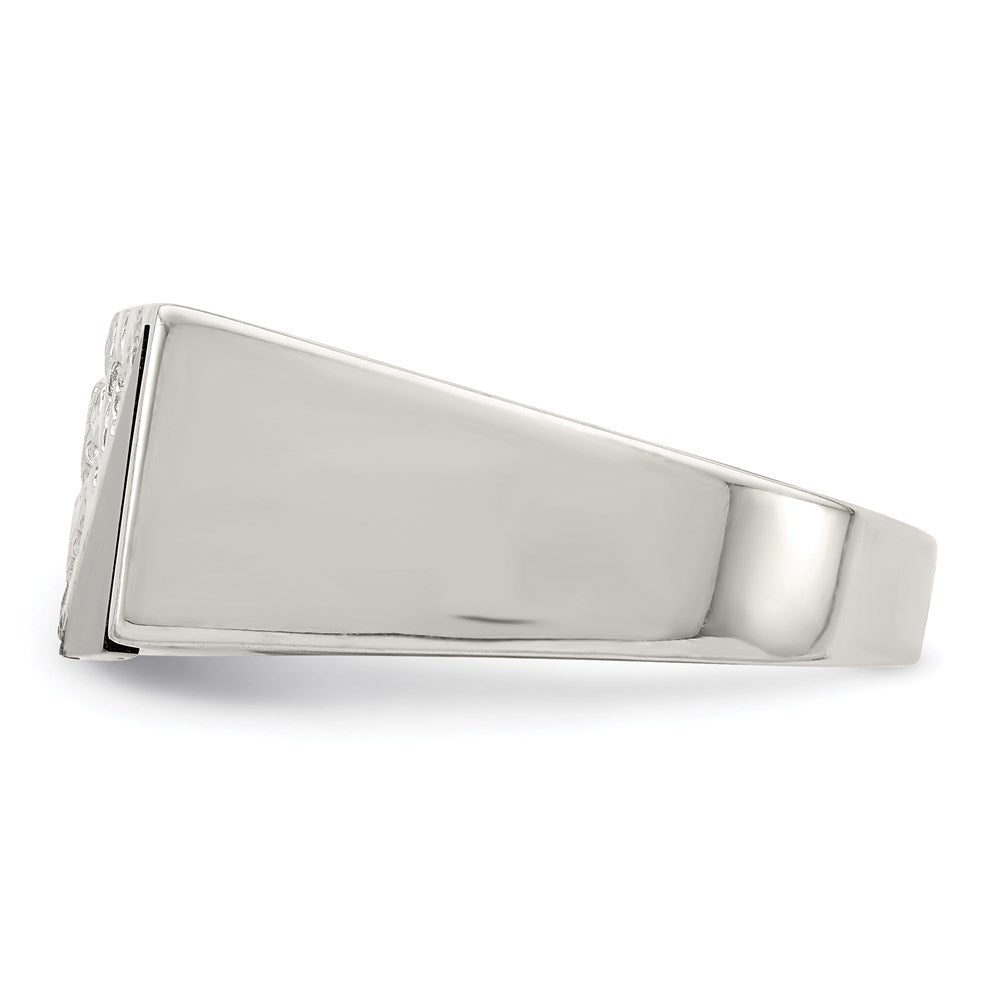 Sterling Silver Rhodium Plated Men'S Onyx Ring