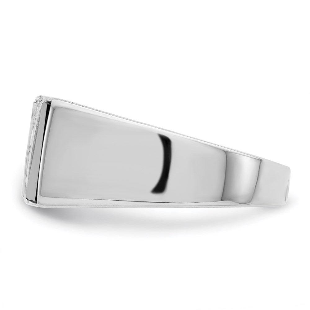 Sterling Silver Rhodium Plated Men'S Cz And Onyx Ring